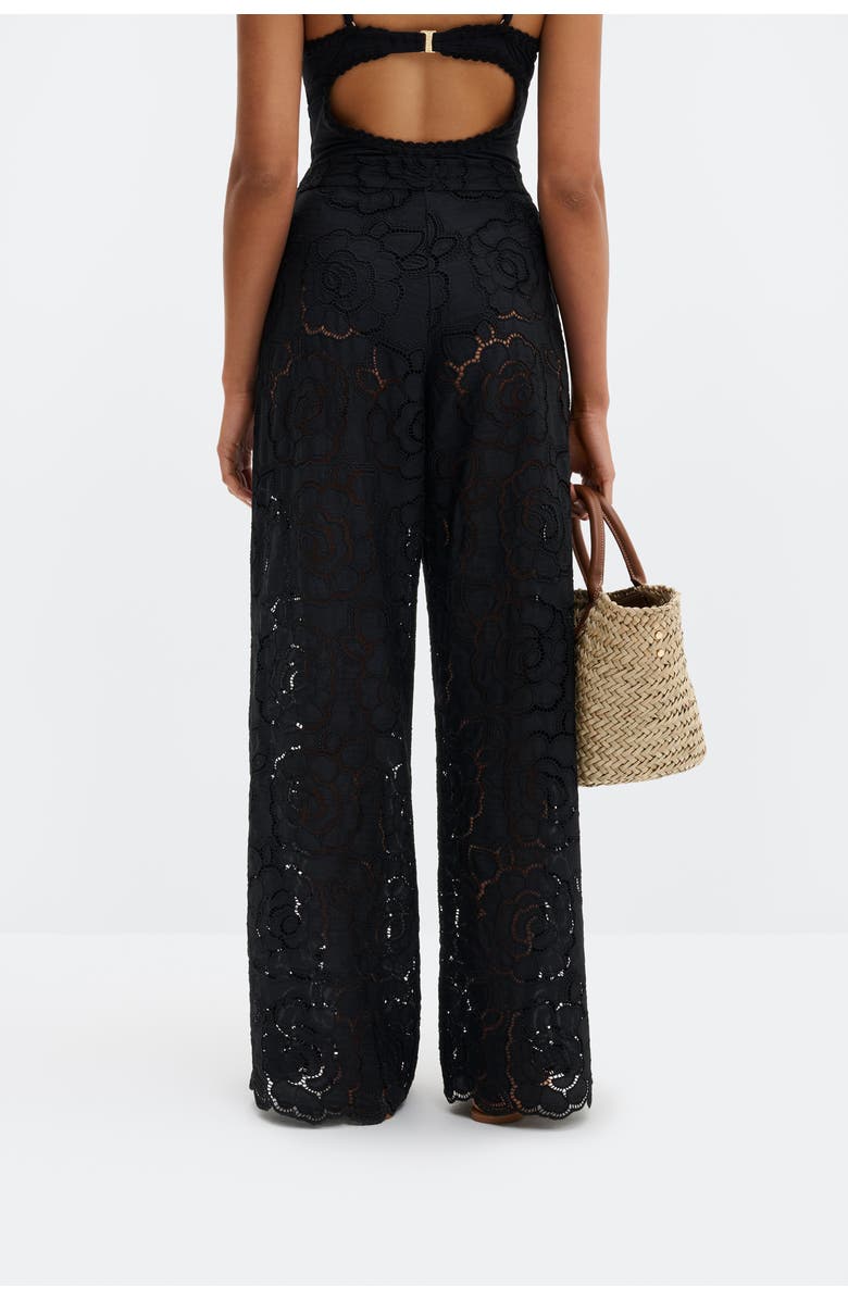 Malina Stacey Wide-Leg Lace Pants, Alternate, color, Black