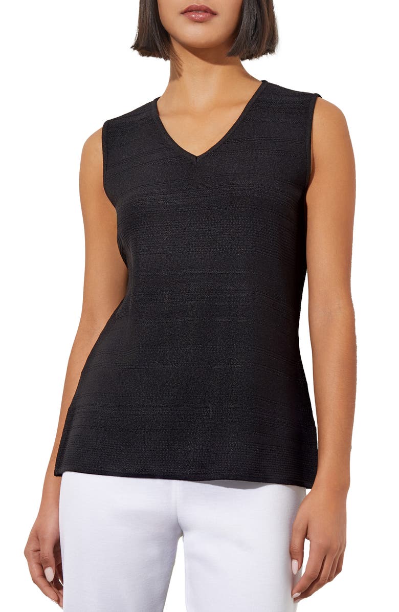 Ming Wang Textured V-Neck Knit Tank, Main, color, 