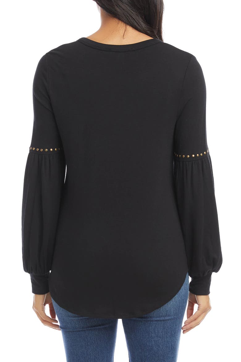 Studded Sleeve Blouse, Alternate, color, BLACK