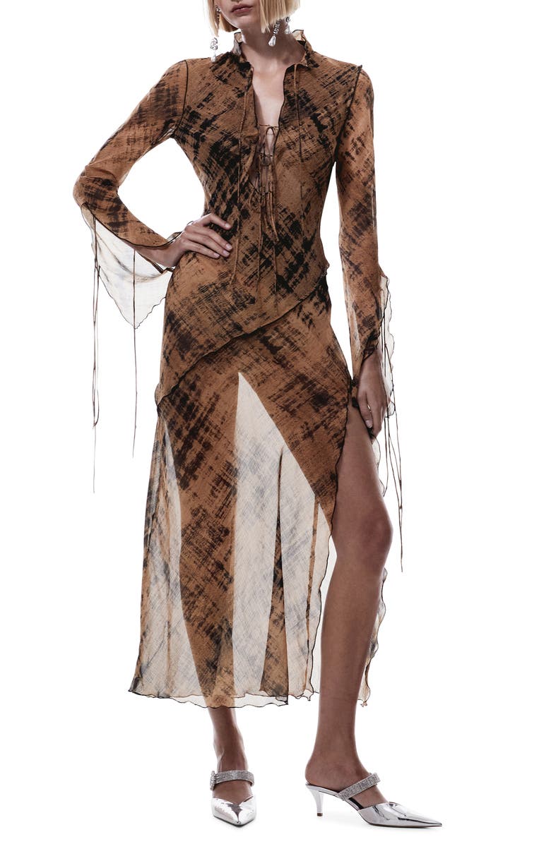 MANGO Print Long Sleeve Maxi Dress, Main, color, 