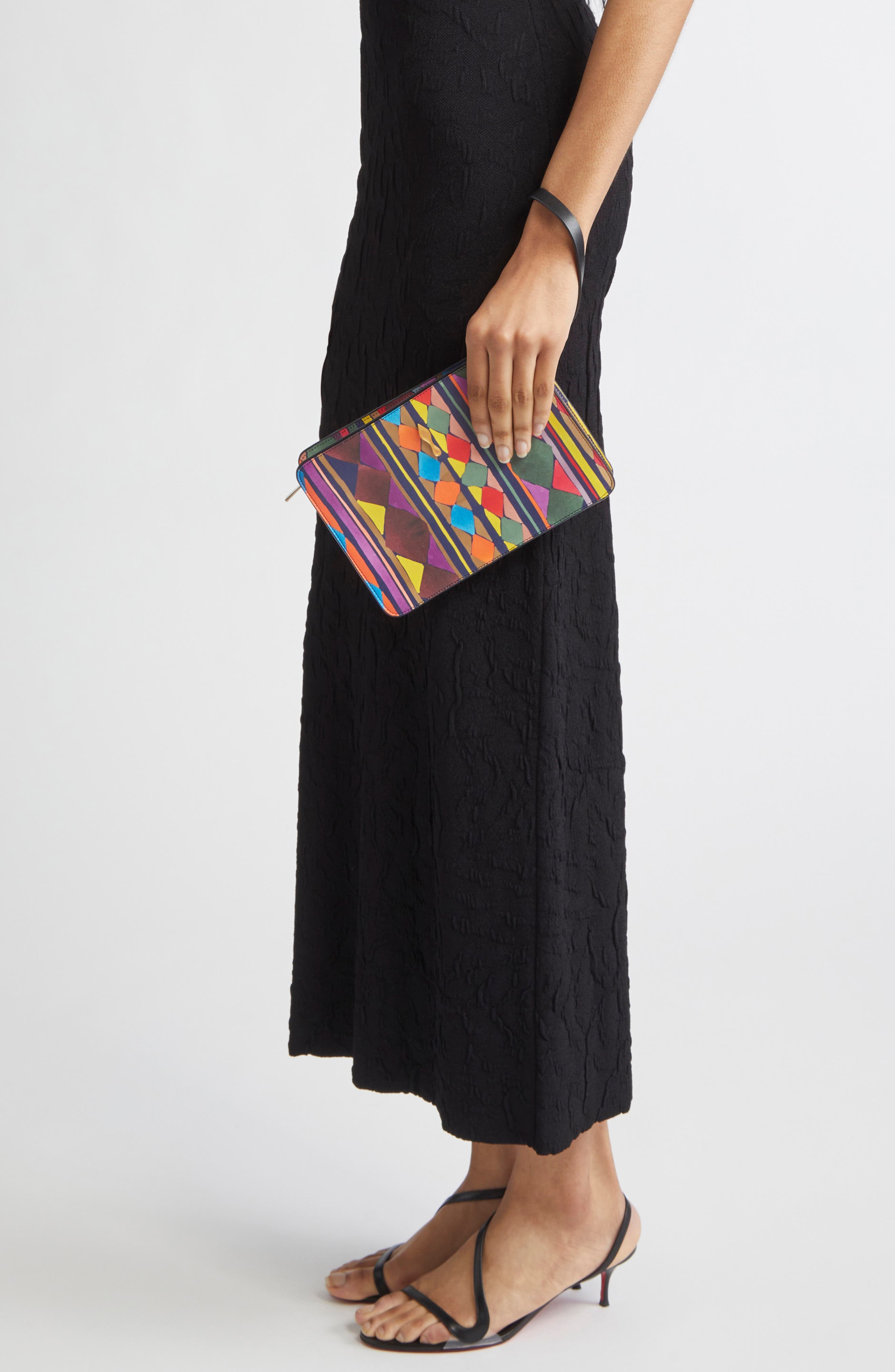 Christian Louboutin Small Bettina Leather Wristlet, Alternate, color, Multi/ Gold