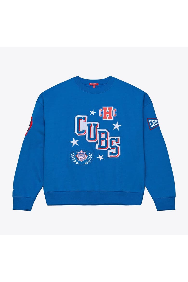 Women's Mitchell & Ness  Royal Chicago Cubs Pep Rally Sweatshirt, Main, color, Royal