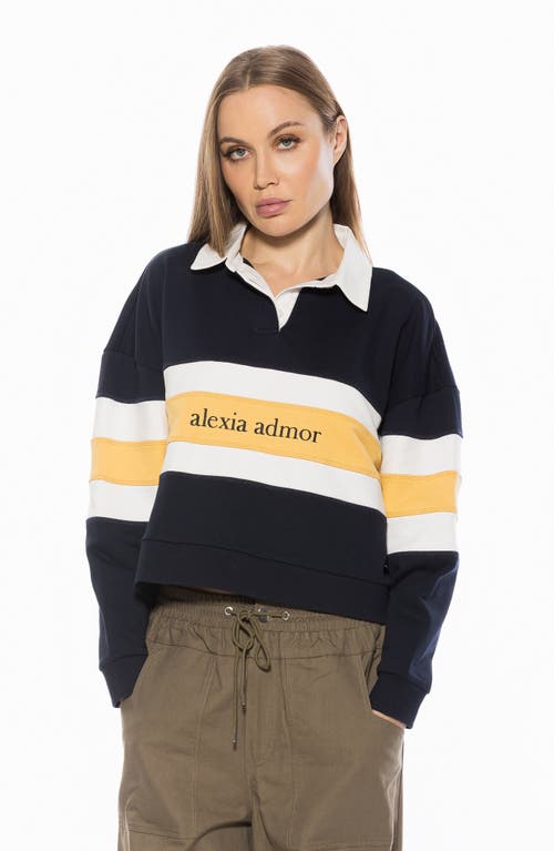 Alexia Admor Lucian Branded Rugby Polo Sweatshirt In Multi