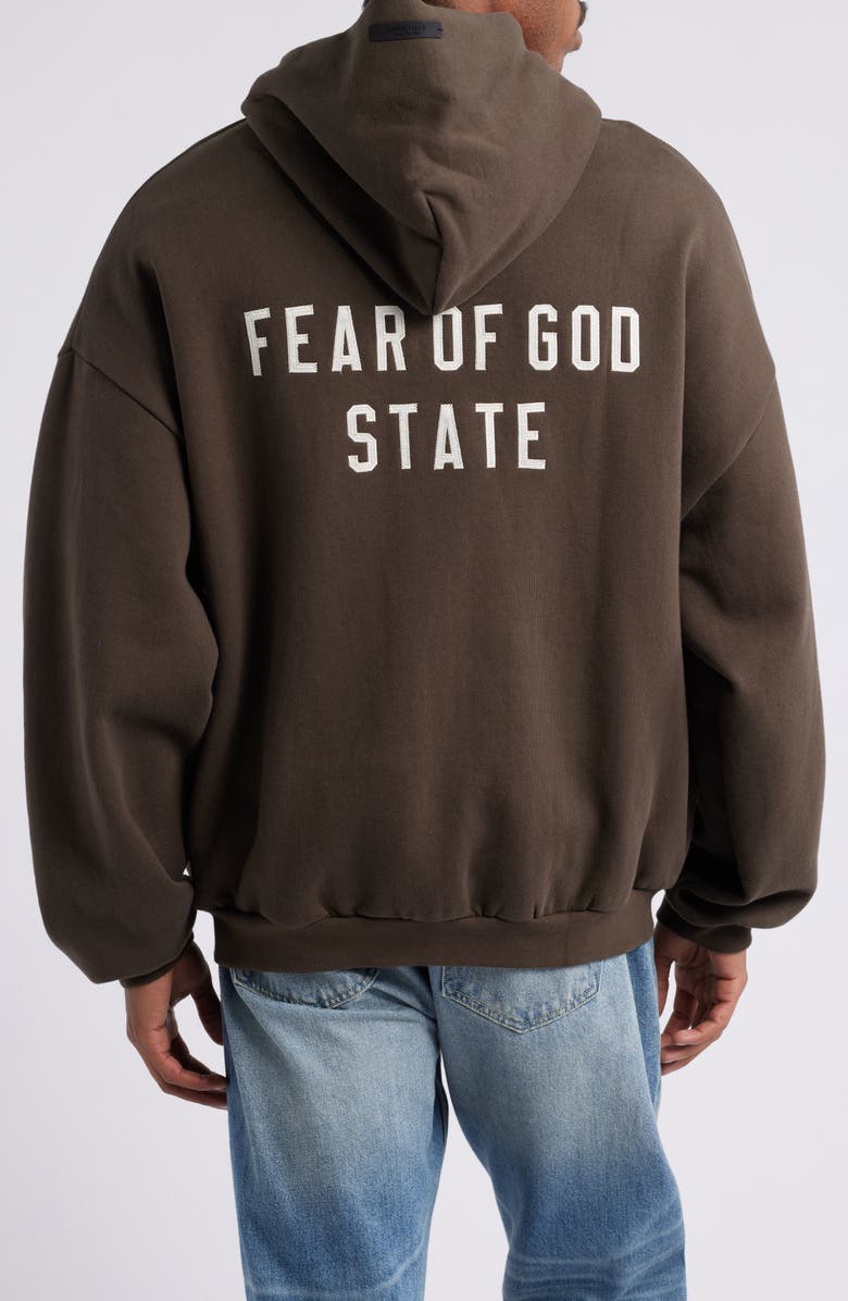 Fear of God Essentials Logo Fleece Zip Hoodie, Alternate, color, 