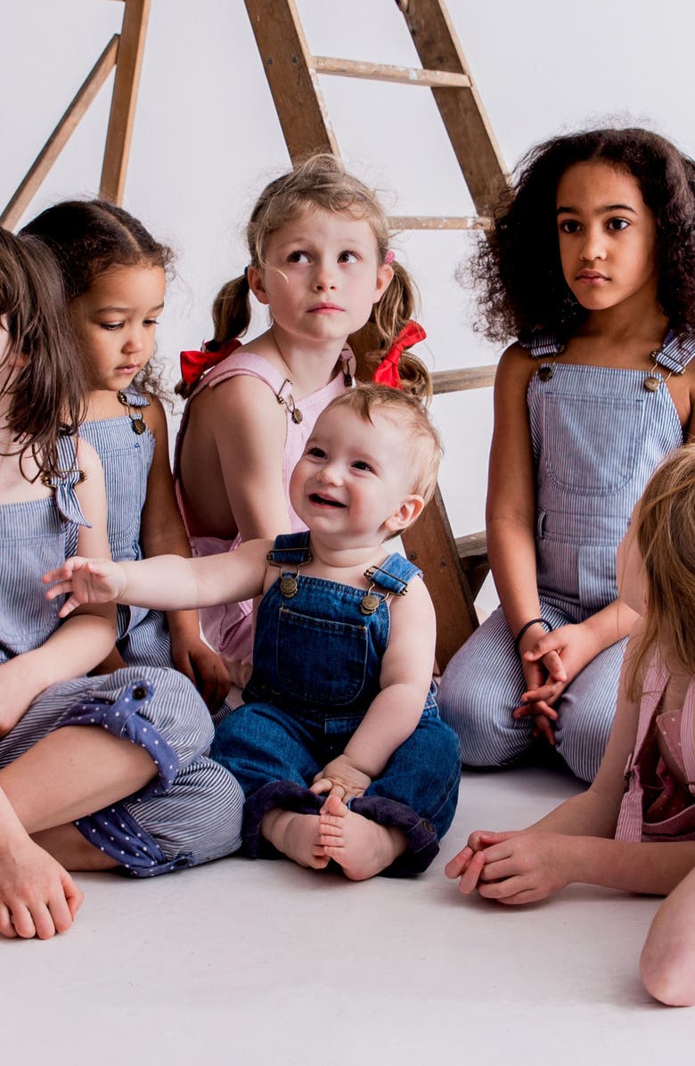 DOTTY DUNGAREES Kids' Stonewash Stretch Cotton Denim Overalls, Alternate, color, 