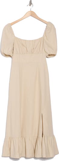 Puff Sleeve Midi Dress