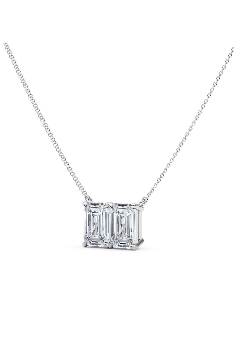 Lab Grown Diamond Twin Emerald Cut Pendant Necklace, Alternate, color, 18K WHITE GOLD