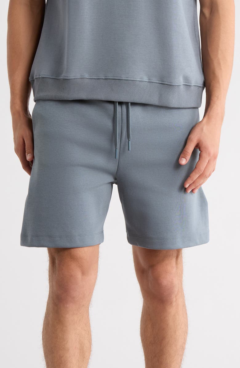 DENIM AND FLOWER Pull-On Drawstring Shorts, Main, color, Mid Blue