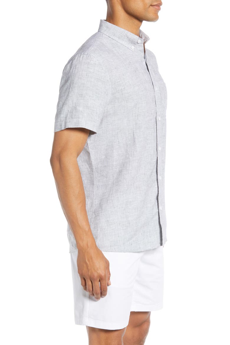 Linen Slim Fit Shirt, Alternate, color, GREY MAGNET