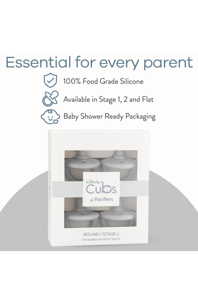 Comfy Cubs Pacifiers, 4 Pack, Stage 1, 0 to 6 Months, Alternate, color,