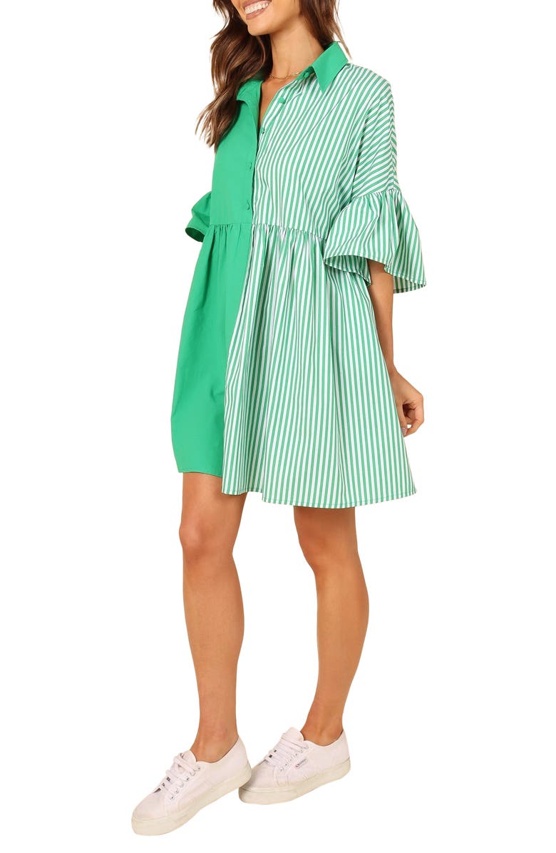 Petal & Pup Didi Empire Waist Shirtdress, Alternate, color, Green Stripe