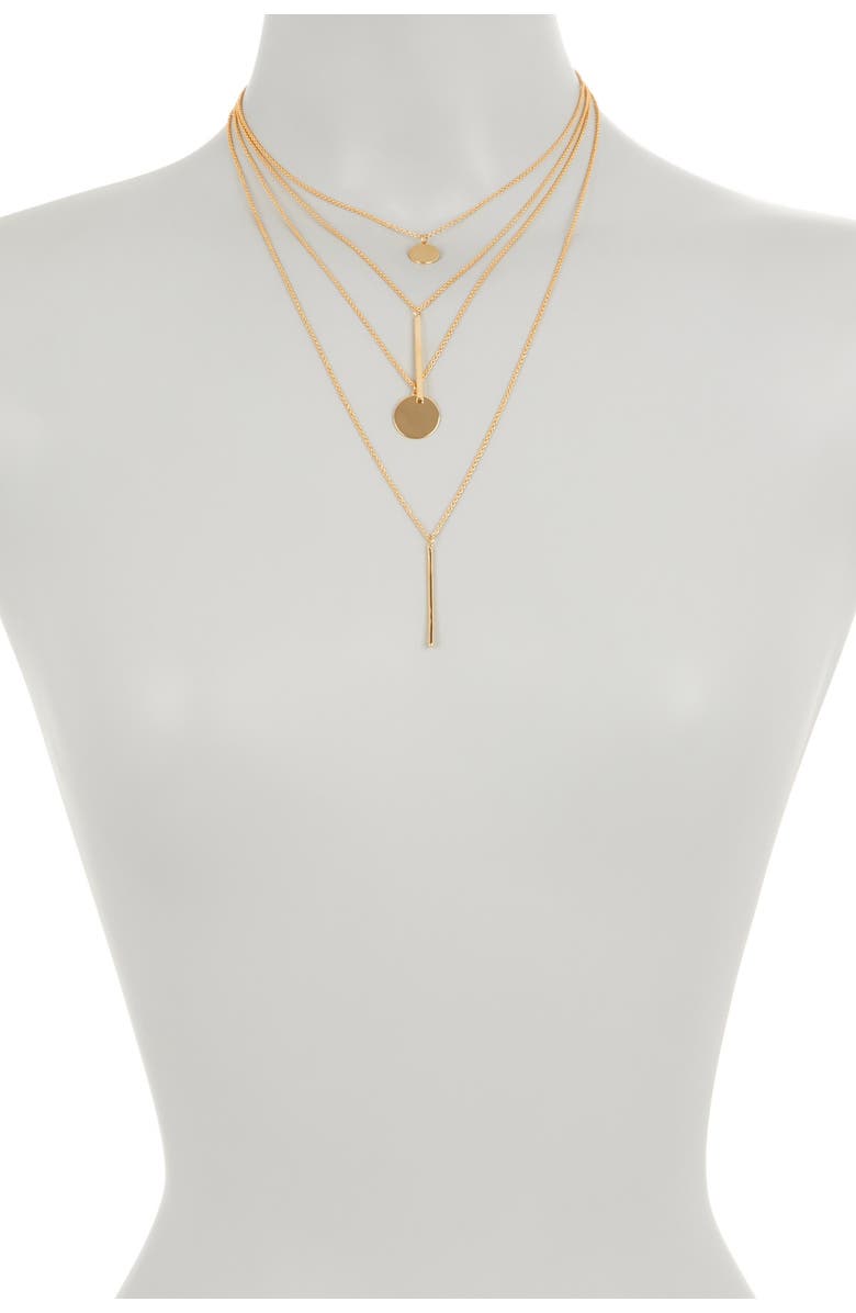 Sterling Forever Circle & Bar Layered Necklace, Alternate, color, 