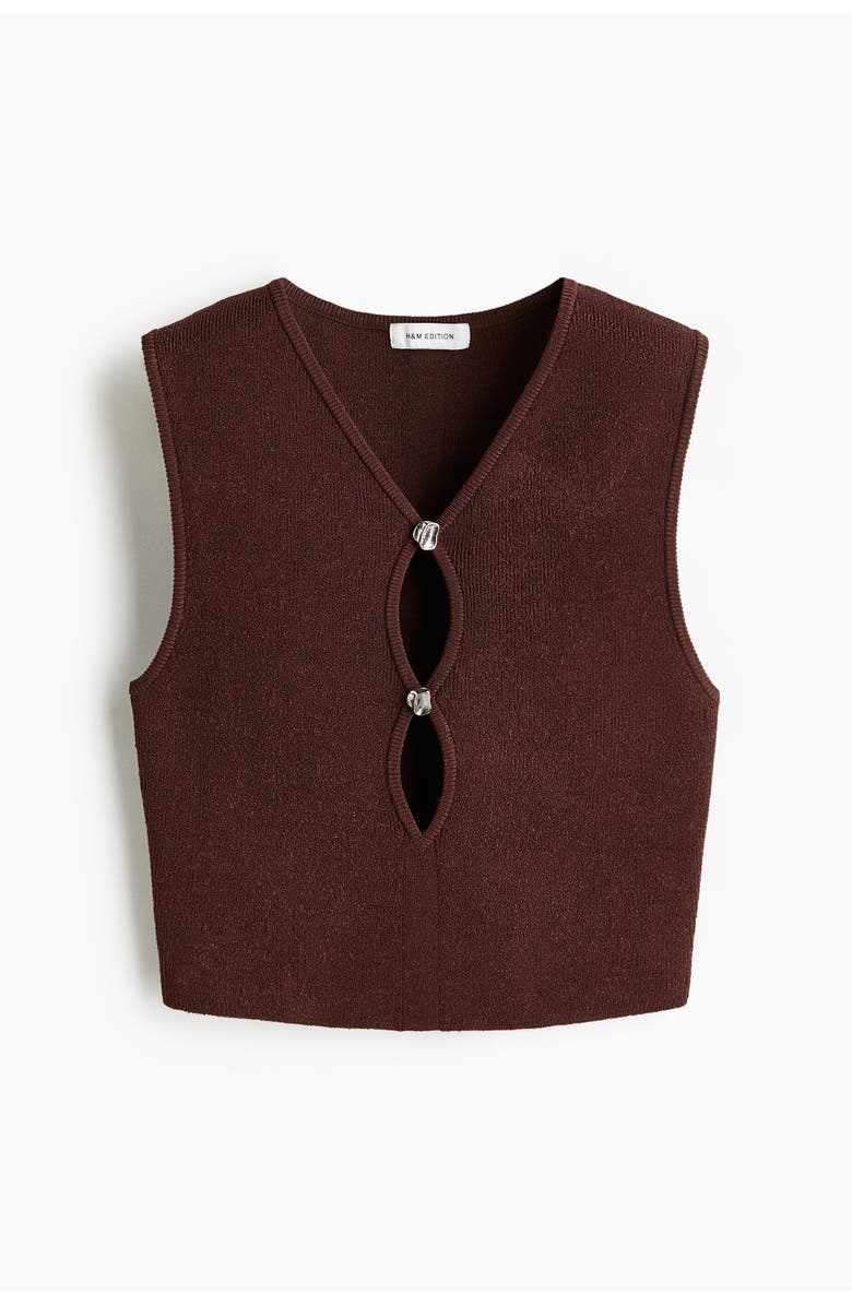 H&M Knitted Vest Top, Main, color, Dark Brown