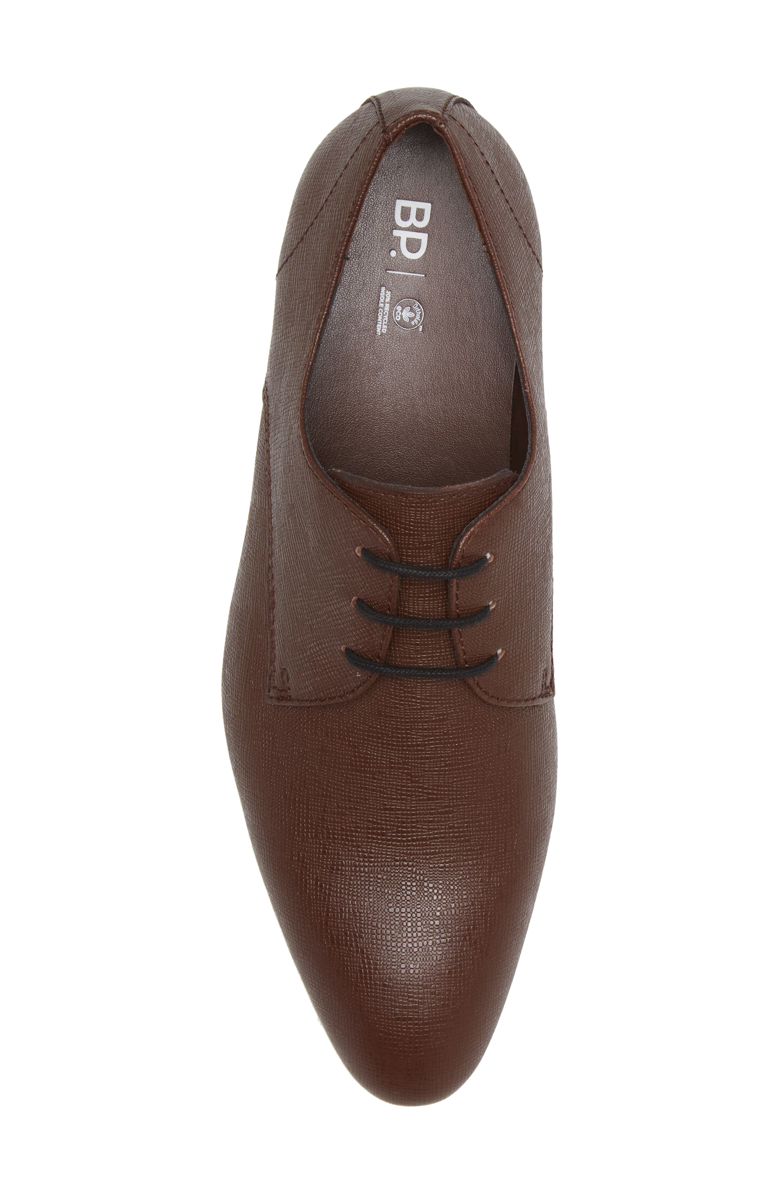 Albert Plain Toe Derby, Alternate, color, BROWN DARK SAFFIANO