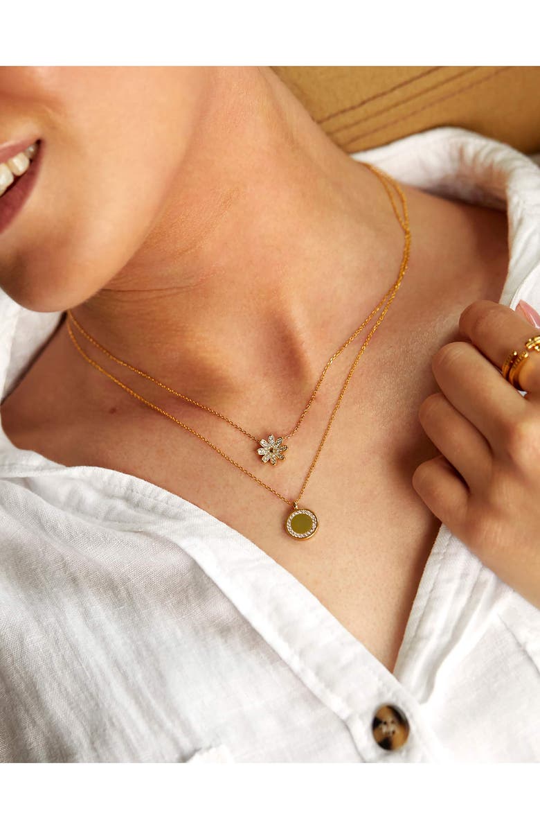 Estella Bartlett Cubic Zirconia Halo Coin Pendant Necklace, Alternate, color, Gold