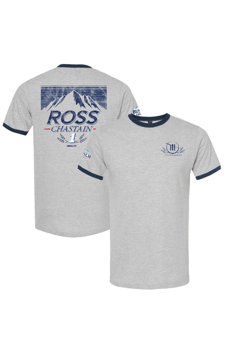Trackhouse Racing Team Collection Men's Trackhouse Racing Team Collection Heather Gray Ross Chastain Busch Light Ringer T-Shirt, Main, color, Heather Gray