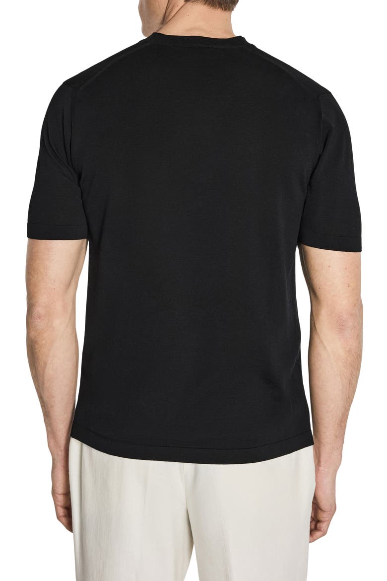 Wellington Cotton & Silk Crewneck T-Shirt, Alternate, color, BLACK