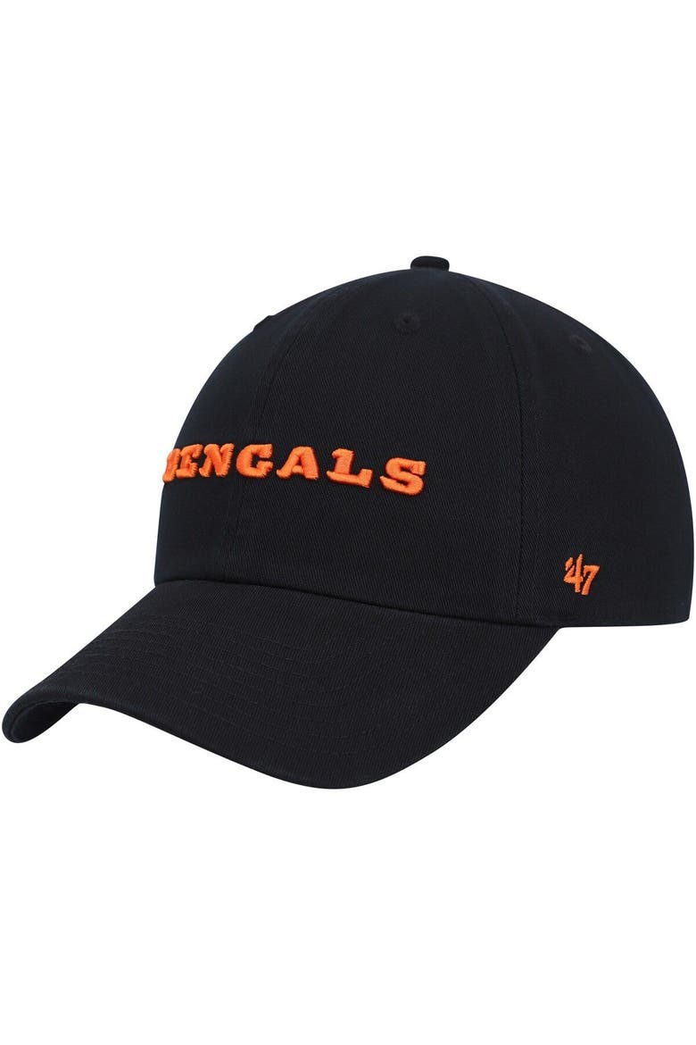 Men's '47 Black Cincinnati Bengals Clean Up Script Adjustable Hat, Main, color, Black