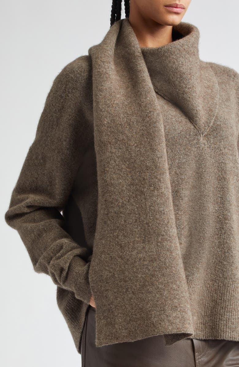 TOTEME Draped Scarf Funnel Neck Sweater, Alternate, color, 