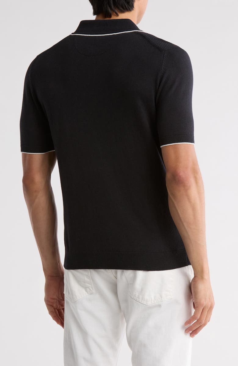 DENIM AND FLOWER Textured Cotton Blend Zip Polo, Alternate, color, 