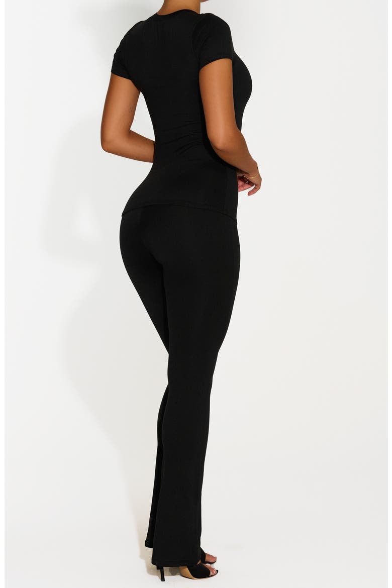 Bare Short Sleeve Crew Top, Alternate, color, BLACK