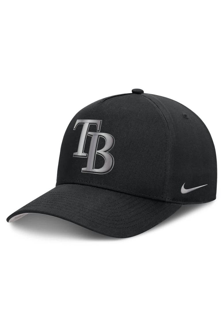 Men's Nike Black Tampa Bay Rays Rise Dri-FIT A-Frame Adjustable Hat, Alternate, color, Black