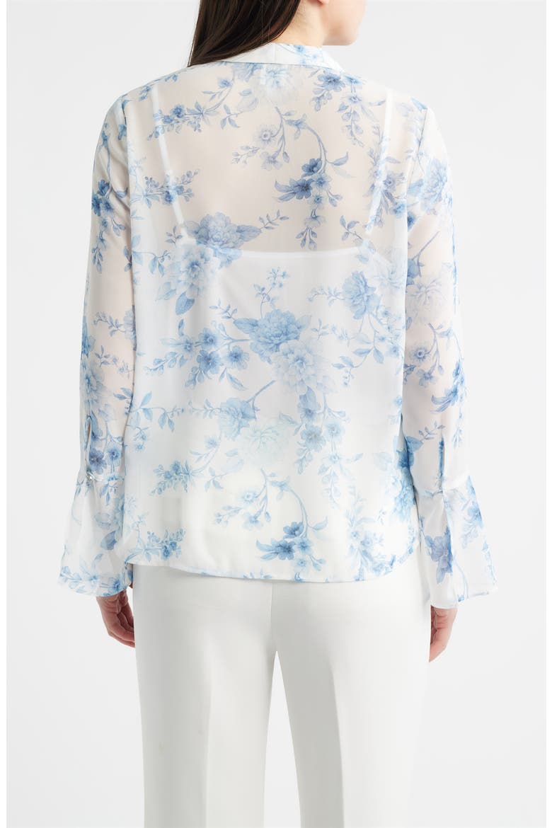 Ruffle Tie Neck Top, Alternate, color, CRISP WHITE MULTI