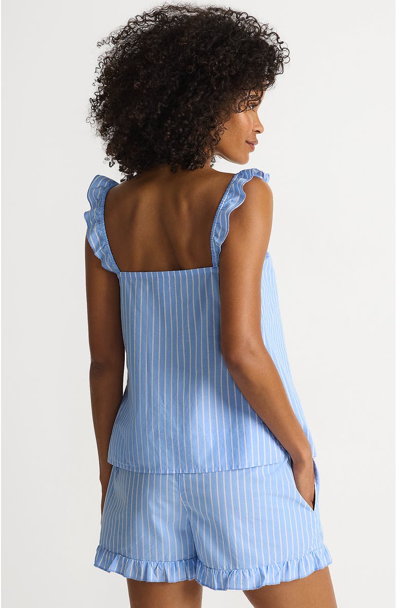 Lands' End Poplin 2 Piece Pajama Set - Tank Top and Shorts, Alternate, color, Blue/White Stripe