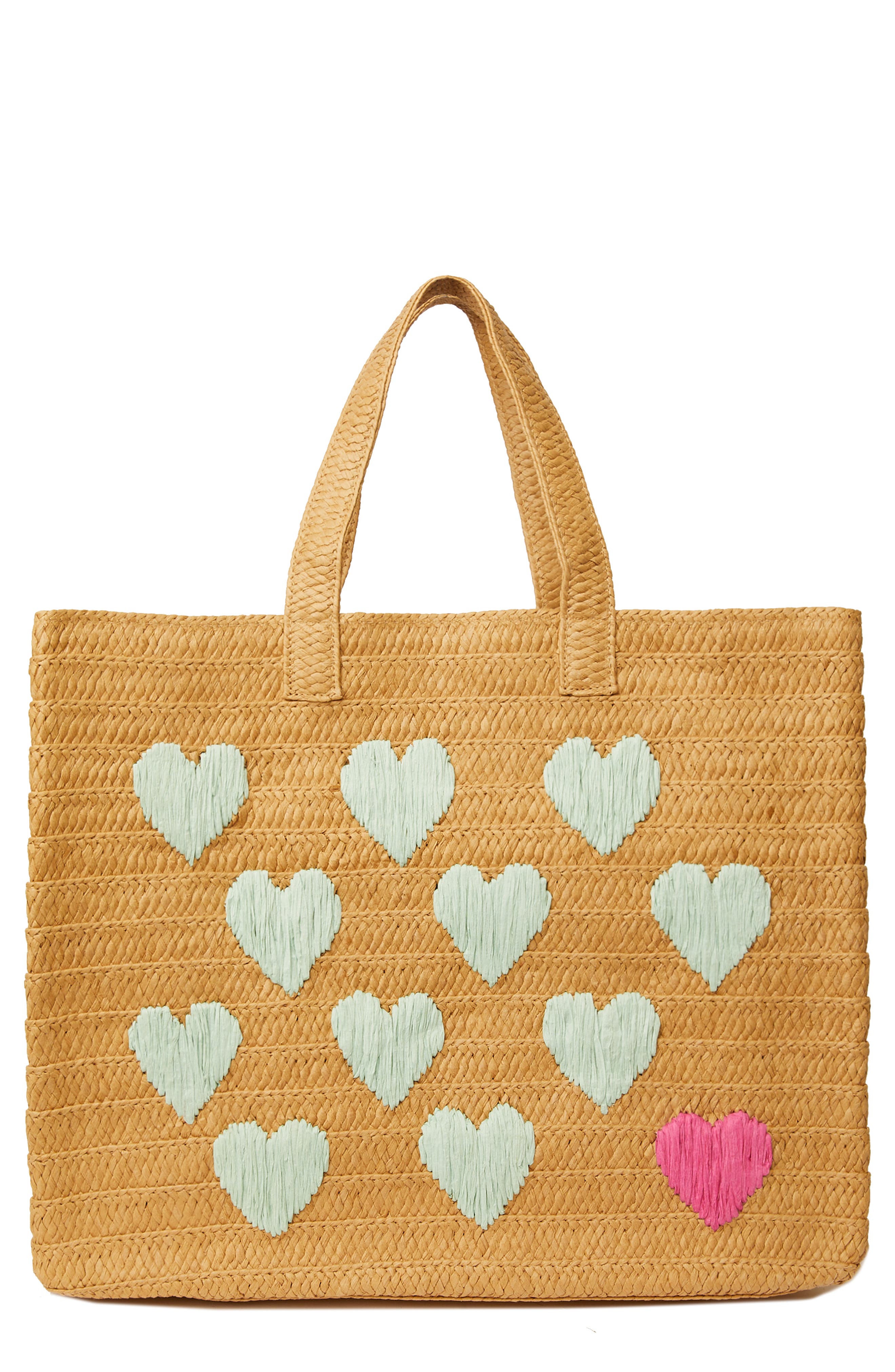 Be Mine Straw Tote, Main, color, SAND/ MINT