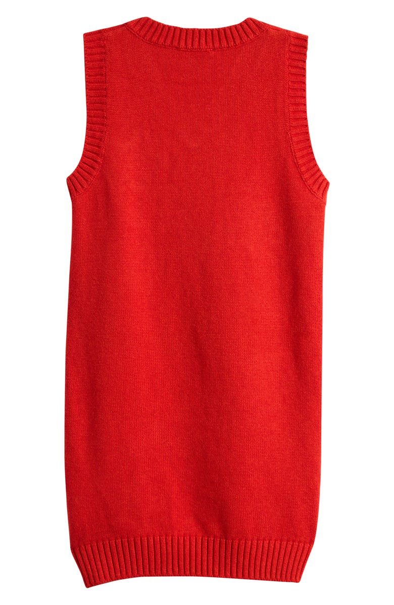 Mini Rodini Kids' Flower Appliqué Sweater Vest Dress, Alternate, color, Red