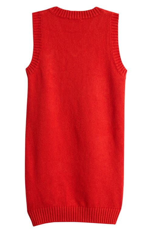 Mini Rodini Kids' Flower Appliqué Sweater Vest Dress In Red