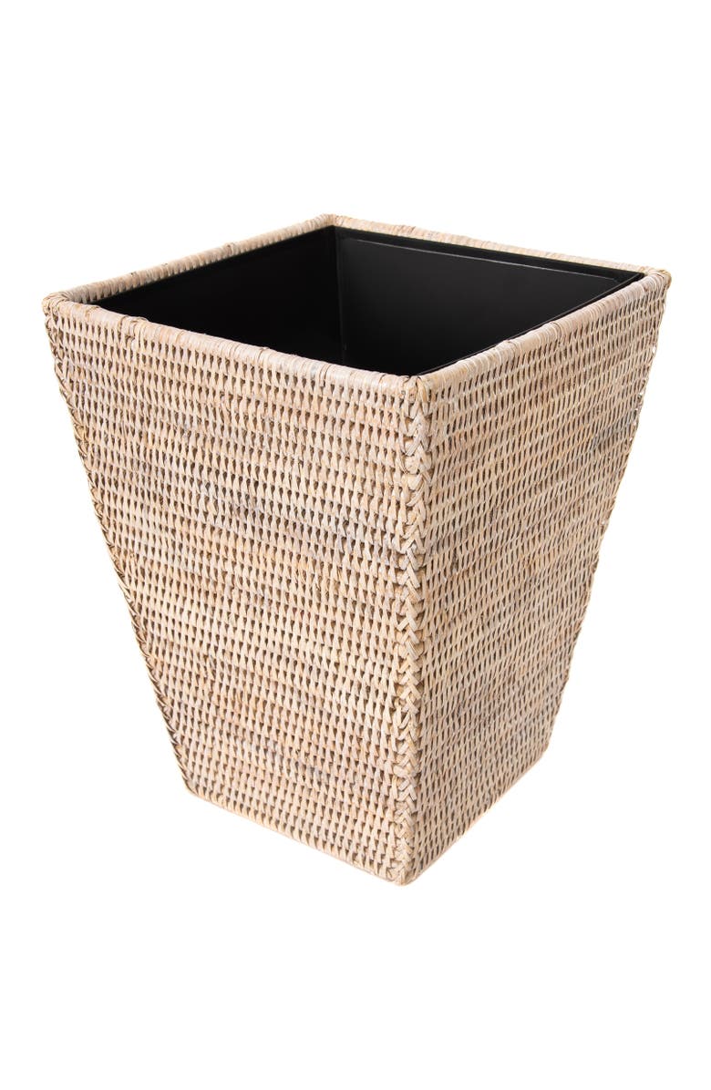 Artifacts Trading Company<sup>™</sup> Artifacts Rattan Square Tapered Waste Basket with Metal Liner, Main, color, White Wash
