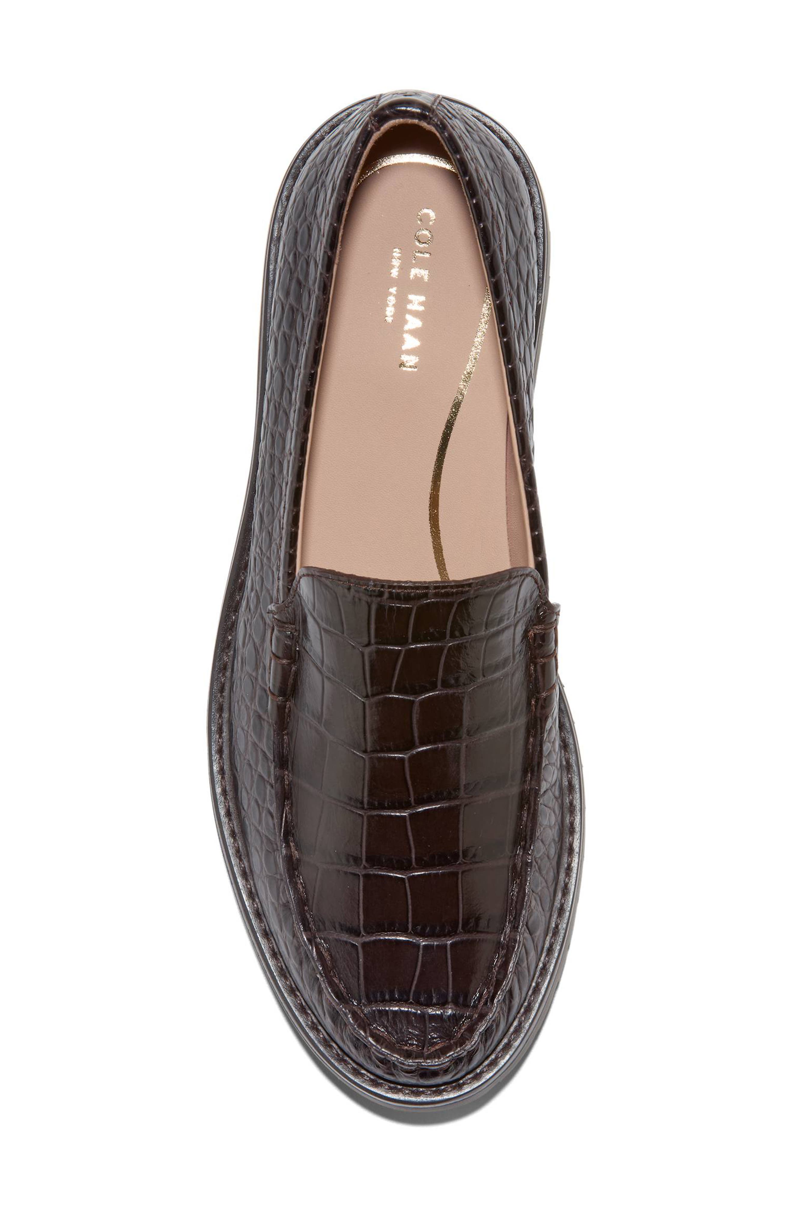 Thelle Croc Embossed Loafer, Alternate, color, CHOCOLATE CROC PRINT LEATHER