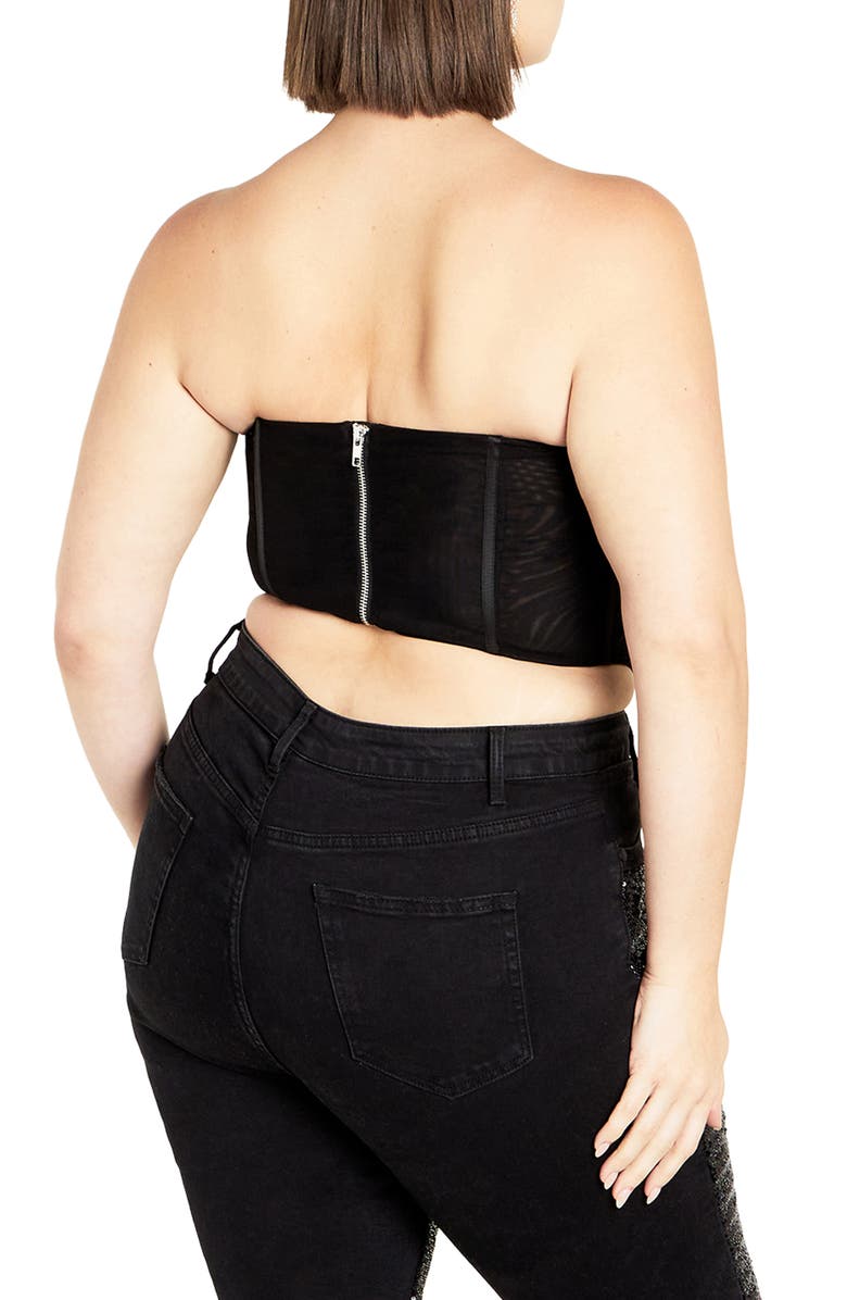 City Chic Amaya Strapless Mesh Corset Top, Alternate, color,