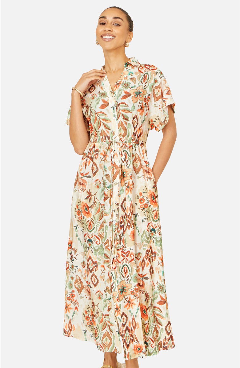 Yumi Relaxed Boho Print Maxi Shirt Dress, Alternate, color, Ivory