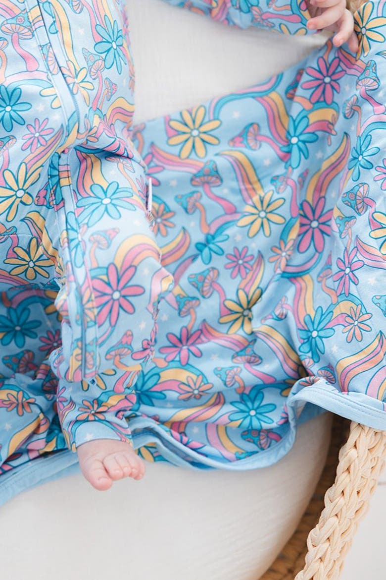 Groovy Fall After All Swaddle, Alternate, color, Blue
