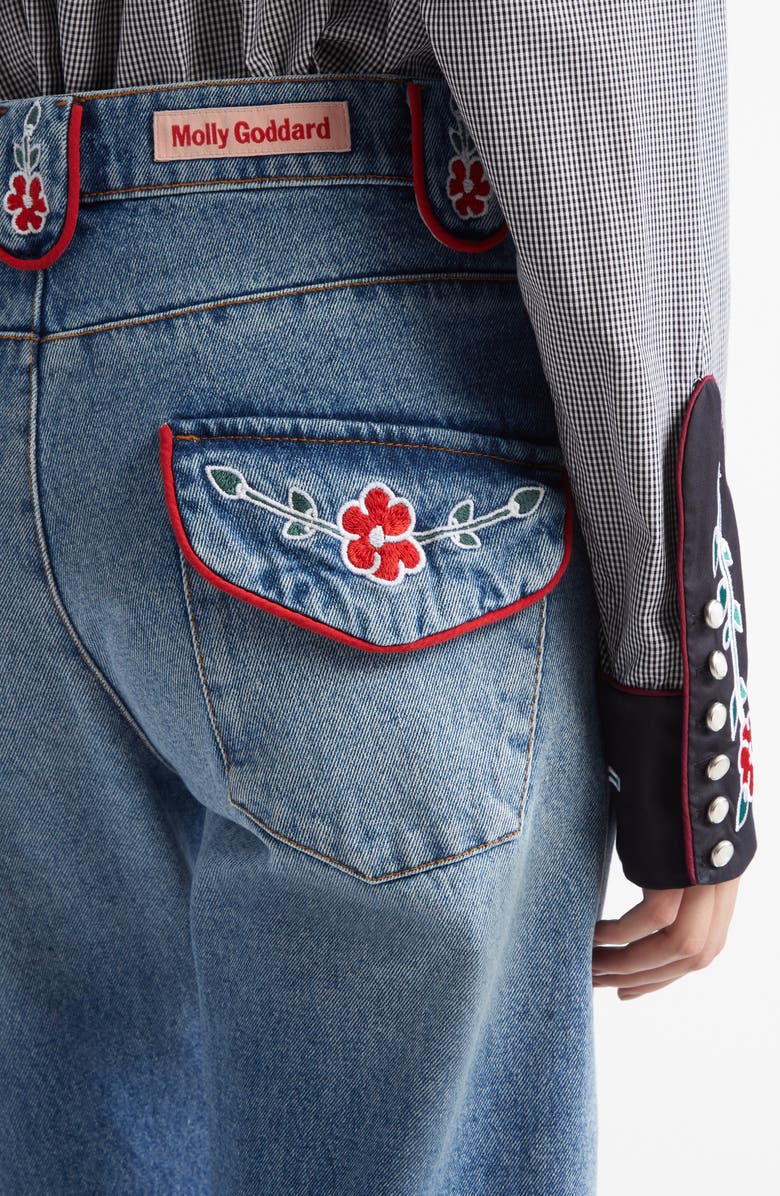 Molly Goddard Cora Floral Embroidered Jeans, Alternate, color, 