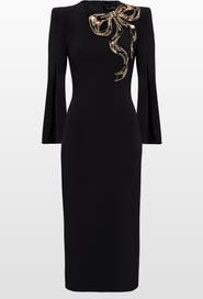 Jenny Packham Love Bow Split-sleeve Midi Dress
