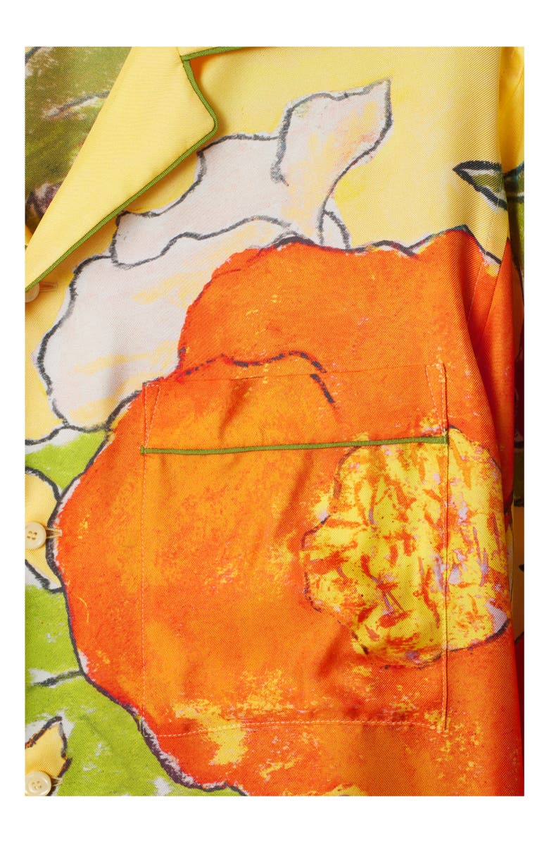 Burberry Highgrove Cascading Flowers Silk Pyjama Shirt, Alternate, color, Buttermilk