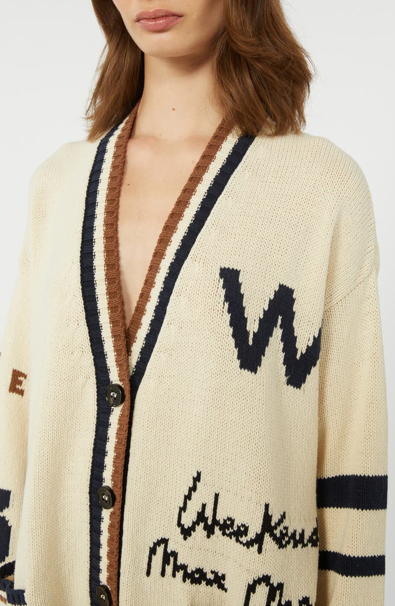 Weekend Max Mara Blasone Oversize Jacquard Cardigan, Alternate, color, Black