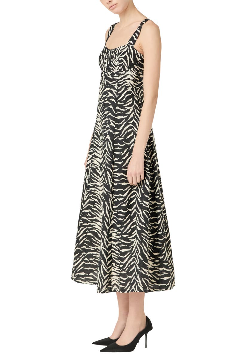 Endless Rose Animal Print Corset Bodice Cotton Dress, Alternate, color, Black/ Ivory