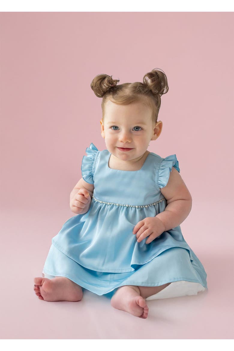 Pearly Girly Flutter Sleeve Dress, Alternate, color, Blue