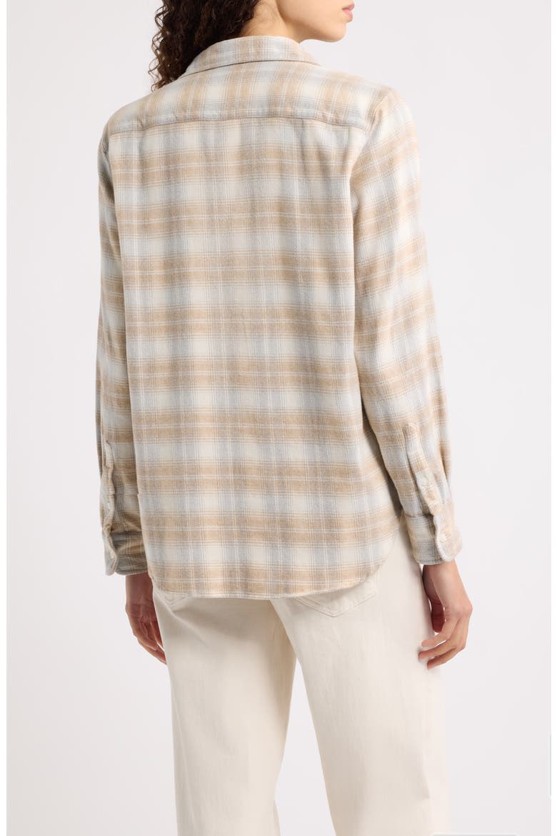 Eileen Relaxed Cotton Flannel Shirt, Alternate, color, CREAM GREY CAMEL PLAID
