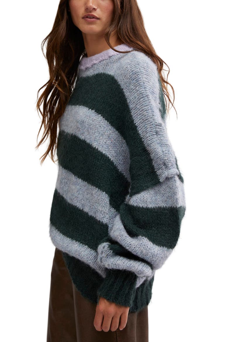 Paris Stripe Oversize Alpaca & Wool Blend Sweater, Alternate, color, FOREST CLOUD COMBO