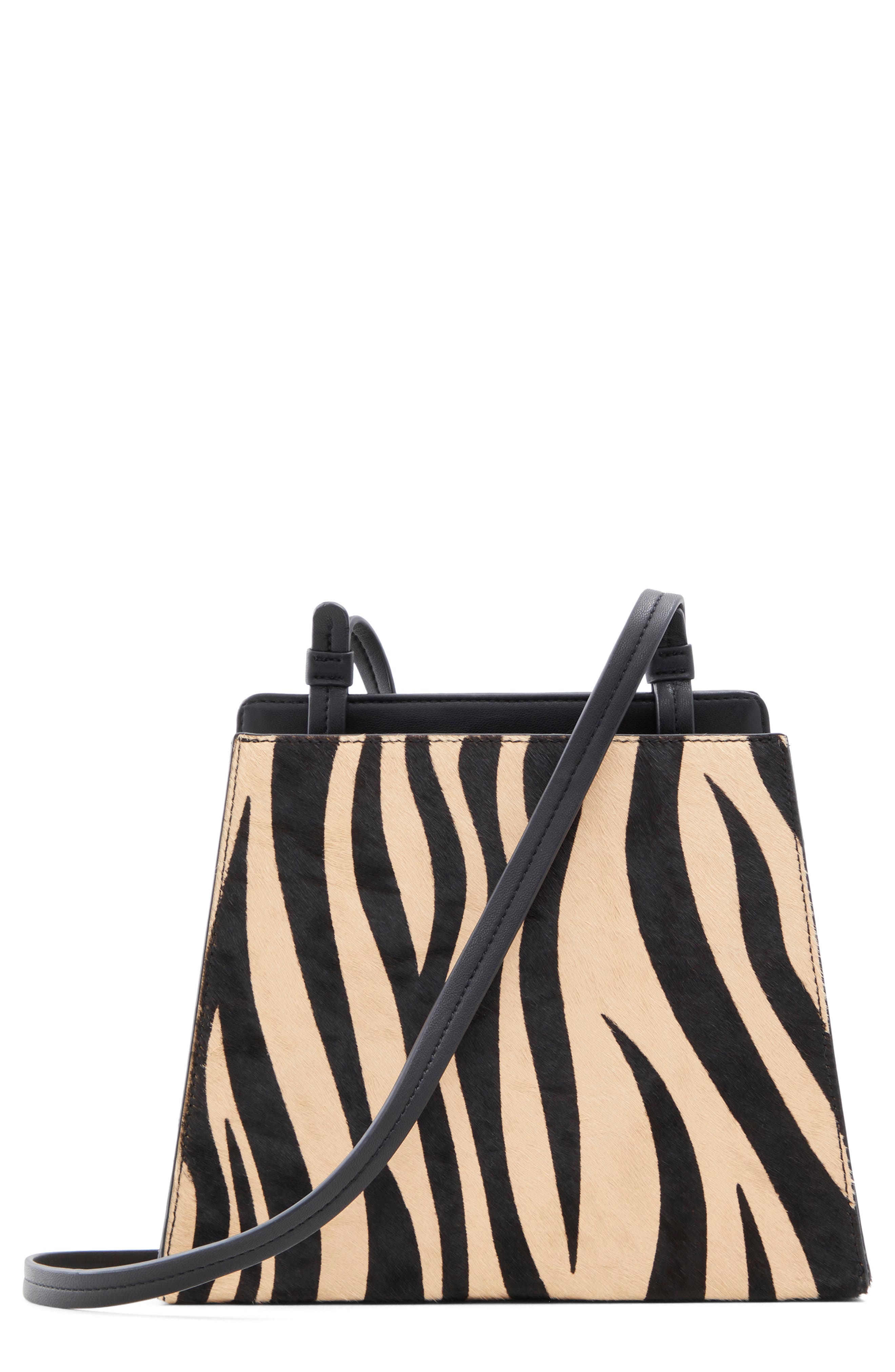 Who What Wear Jeanie Genuine Calf Hair & Faux Leather Crossbody Bag, Main, color, 