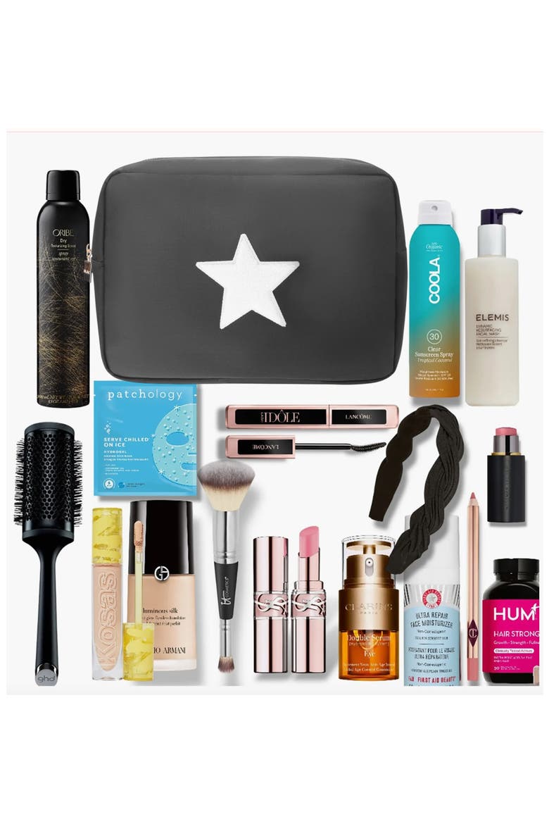 Extra Large Star Cosmetic Bag, Alternate, color, BLACK