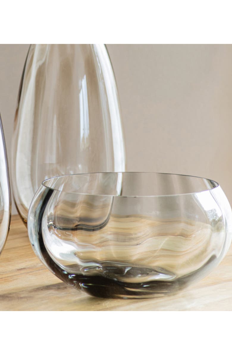 VIETRI Bolla Pleated Glass Centerpiece Bowl, Alternate, color, Grey