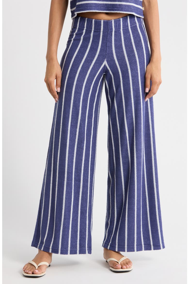 Beach Stripe Terry Cloth Pants, Main, color, BAY BLUE AND WHITE STRIPE
