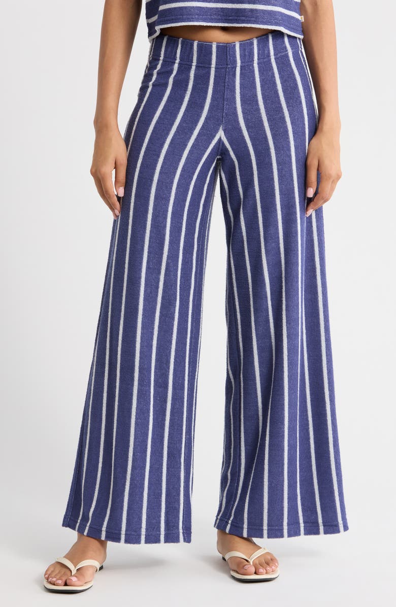 Marine Layer Beach Stripe Terry Cloth Pants, Main, color, Bay Blue And White Stripe