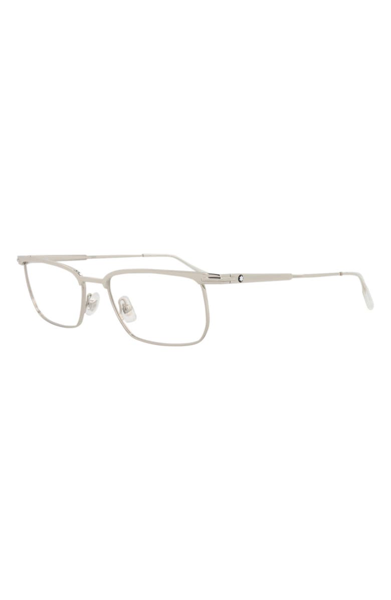 Montblanc 54mm Square Optical Glasses, Alternate, color, Silver Transparent